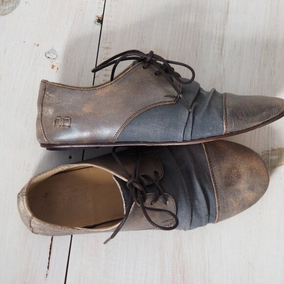 BED STU Rumba Silver Lux oxford distressed scrunched boho gray leather flats 8.5 - Picture 7 of 12